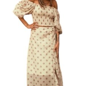 Elegant Cream Polka Dot Skirt